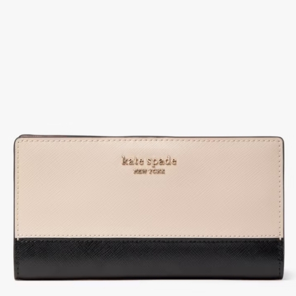 kate spade Handbags - 🌷NWOT Kate Spade Spencer Small Slim Bifold Black and Beige Wallet🌷